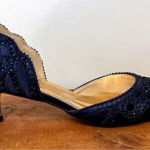 D’Orsay blue rhinestone dress pump kitten heels